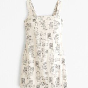 Abercrombie & Fitch Large Tall Linen Blend Wide Strap Dress With Paris Cafe